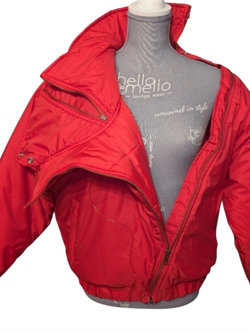 COLD STORAGE Red Retro Ski Jacket Asymmetric Zip Funnel Neck Vintage Medium